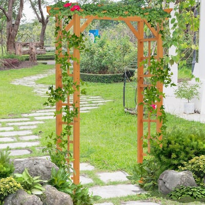 Outsunny 85in Wooden Garden Arbor for Wedding and Ceremony
