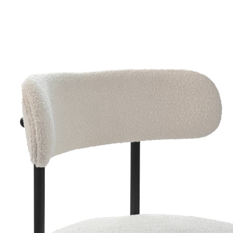 Boucle Dining Chairs Set of 2, Curved Backrest Chair