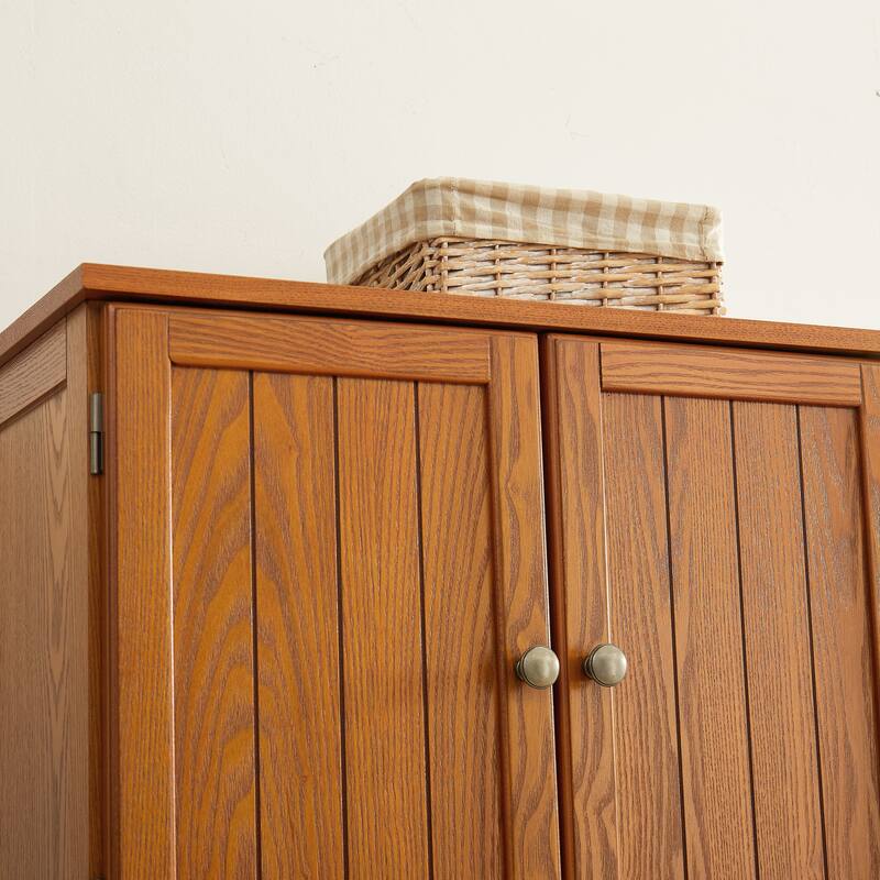 Tall Storage Cabinet Pantry Cabinet with 8 Doors, Oak Corner Cabinet Side Cabinet Hallway Cabinet for Kitchen