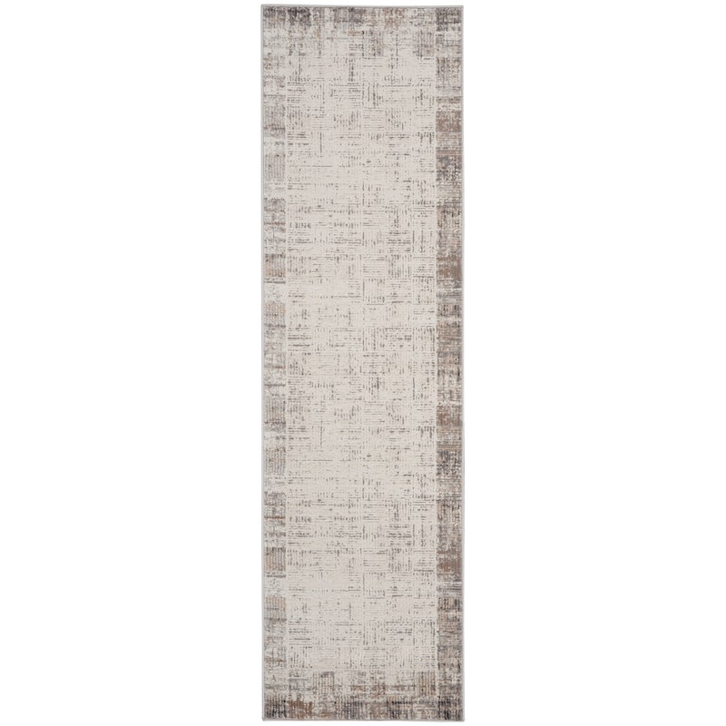 Nourison Elation Abstract Modern Ivory Grey Area Rug - 2' x 6' - Ivory/Grey - Runner
