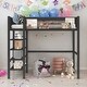 preview thumbnail 1 of 8, Twin Size Metal Loft Bed with 4-Tier Shelves and Storage,Metal Loft Bed With Storage Space,Modern Style,Black Black