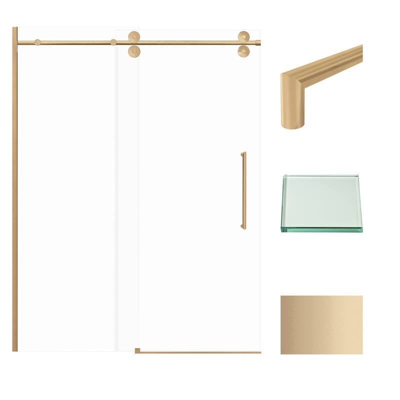 Transolid TPBT608010C-T 80" High x 59" Wide Bypass Frameless Shower - Champagne Bronze