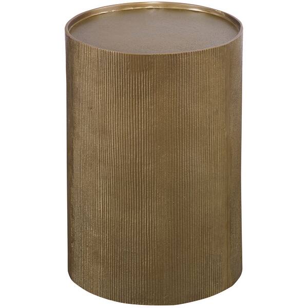 slide 1 of 1, 18" Antique Gold Modern Style Drum Shaped Accent Table