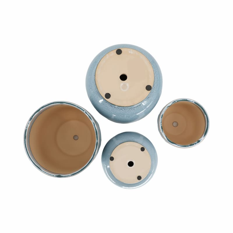 Ceramic Stone Planter Pots with Drainage Holes and Glossy Glazed Finish