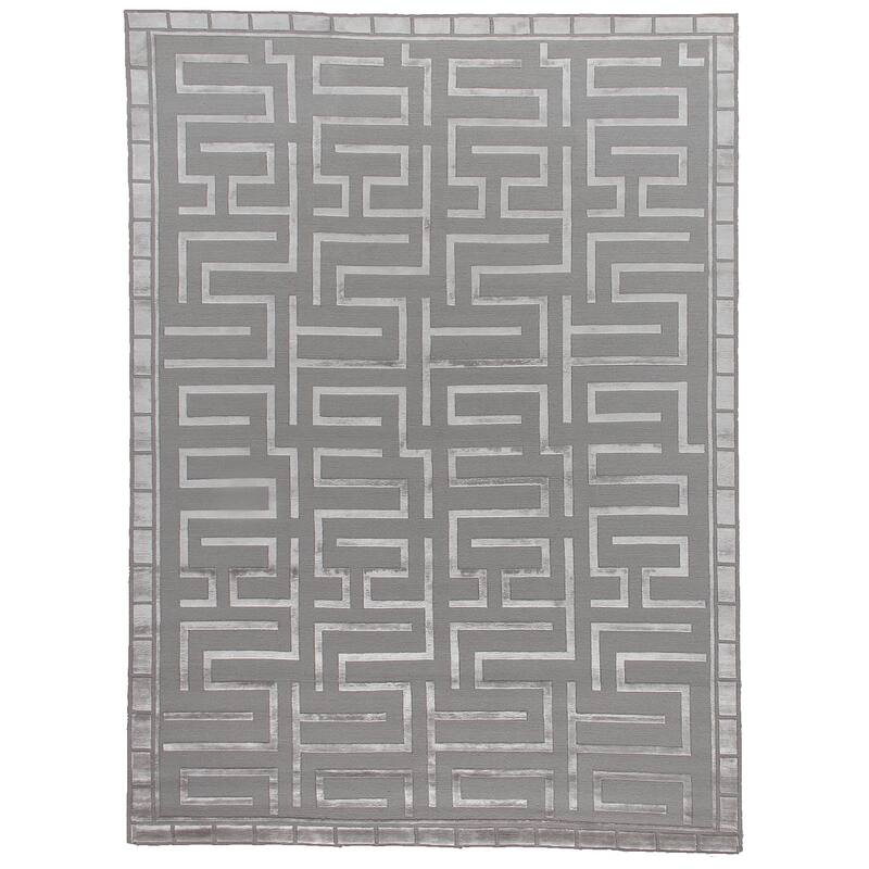 Exquisite Rugs Metro Velvet Silver New Zealand Wool and Silk Rug (10' x 14'). - 10' x 14'