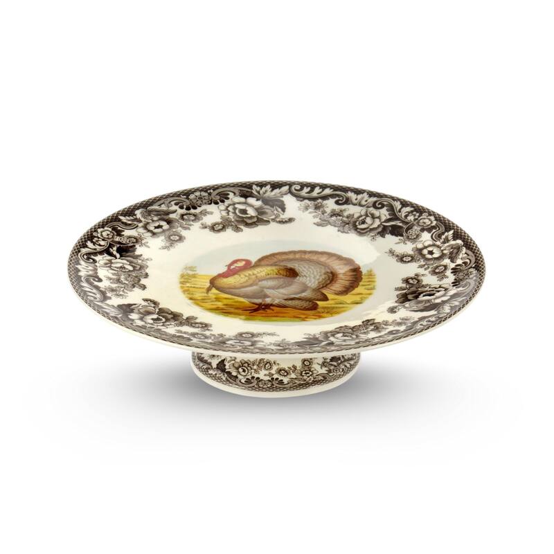 Spode Woodland Turkey Footed Cake Plate - 10.5 in - 10.5 in