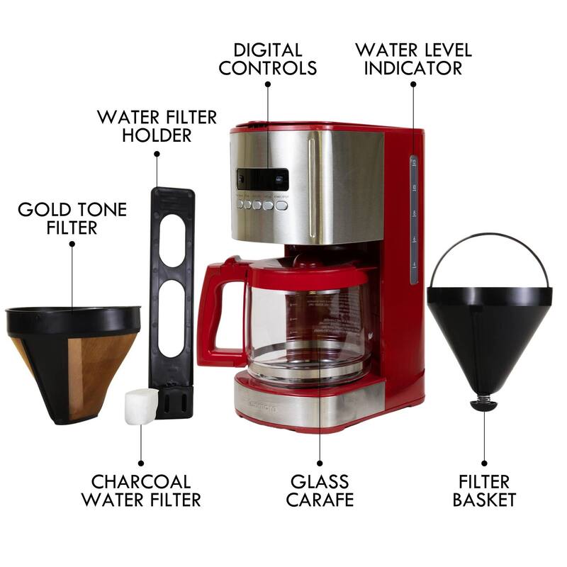 Kenmore Aroma Control Programmable 12-cup Coffee Maker, Red/Stainless