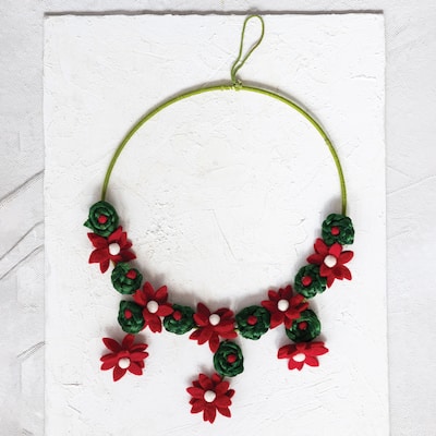 Handmade Wool Felt Flower Wreath