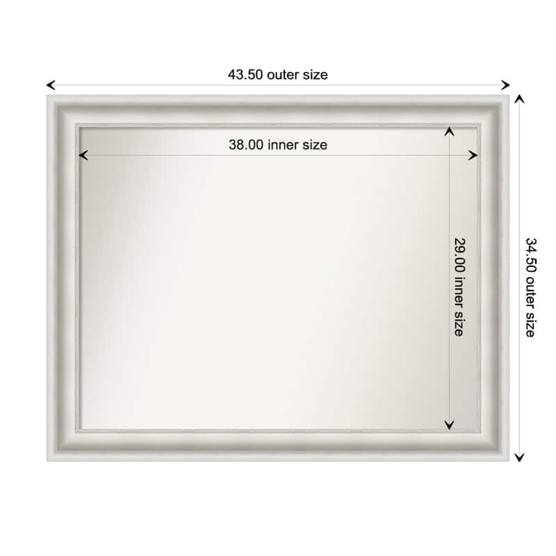 Parlor White Framed Non-Beveled Custom Wall Mirror, Bathroom Vanity Mirror - Outer Size: 43.5 x 34.5