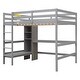 preview thumbnail 10 of 13, Style Design Wood Loft Bed with Multifunction Shelves and Storage, Built-in Desk, Grey