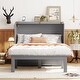 preview thumbnail 2 of 16, Murphy Bed Cabinet Bed with 2 Removable Shelves and USB Port-Full, Grey