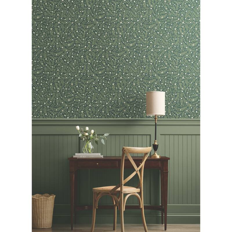 Rifle Paper Co. Elodie Evergreen Petite Floral Premium Peel + Stick Wallpaper