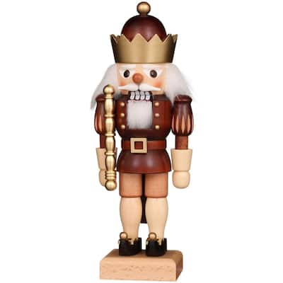 10.5-Inch Red and Gold Christian Ulbricht Handcrafted Wooden King Nutcracker