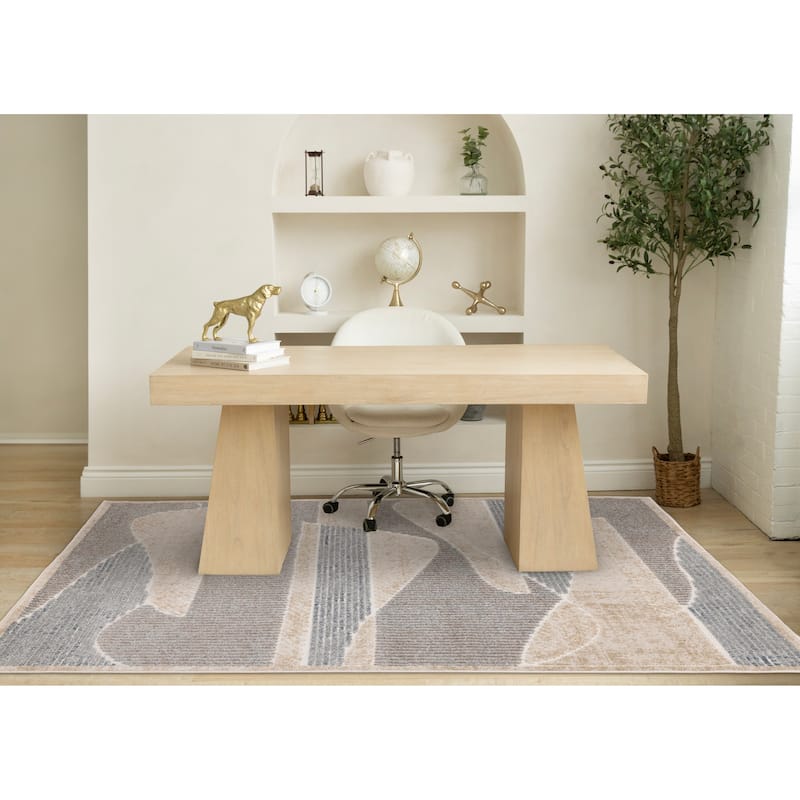 Blue Beige Grey Striped Sandbanks High-Traffic Rug