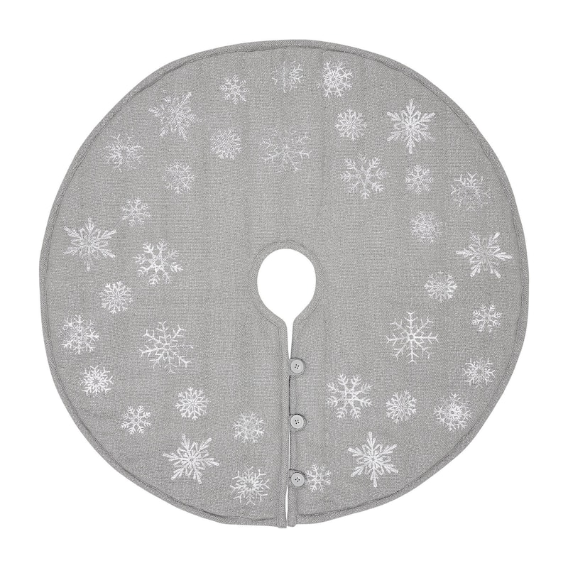 Yuletide Burlap Dove Grey Snowflake Tree Skirt 24