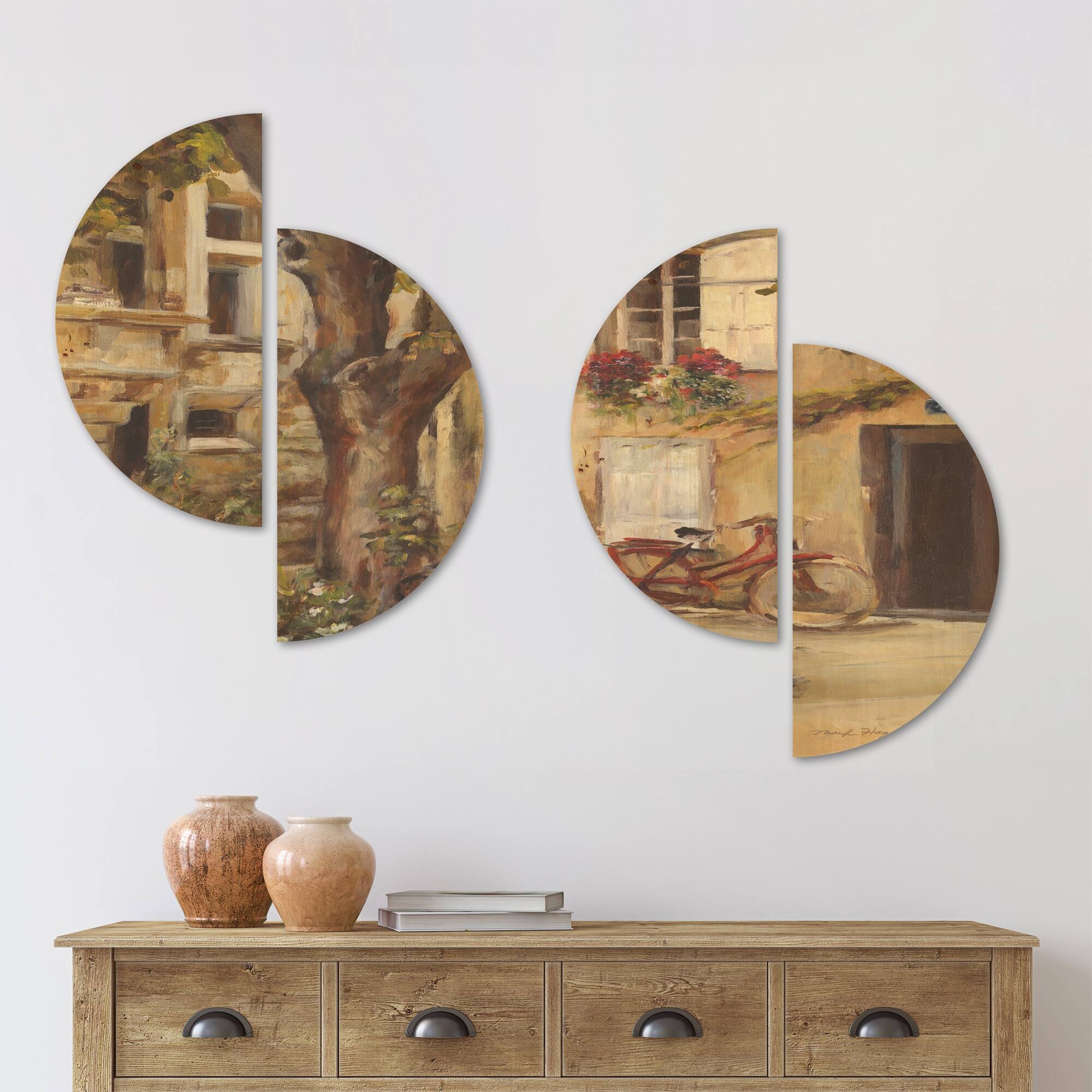 Designart 'Provence French Village I' French Country Wood Wall Art Set