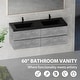 preview thumbnail 15 of 32, ABRUZZO Single Sink Wall Mount Floating Bath Vanity in Cement Grey with Black Quartz Sand Surface Top - 24"
