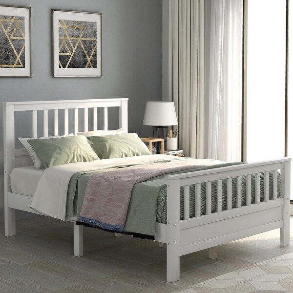 Wood Platform Bed with Headboard and Footboard Full Size The