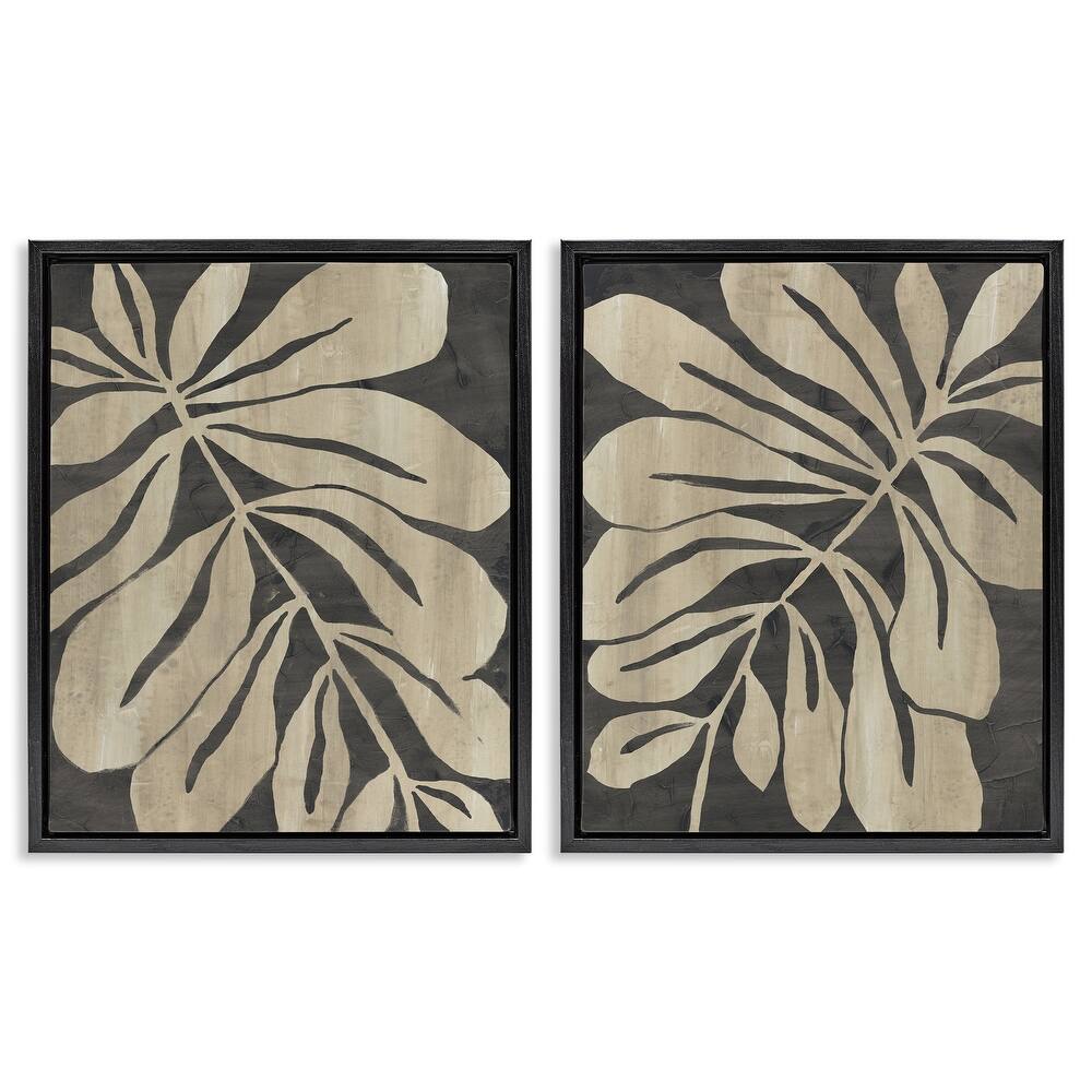 Stupell Rustic Curved Leaves Framed Floater Canvas Wall Art Design By June Erica Vess (Set of 2)