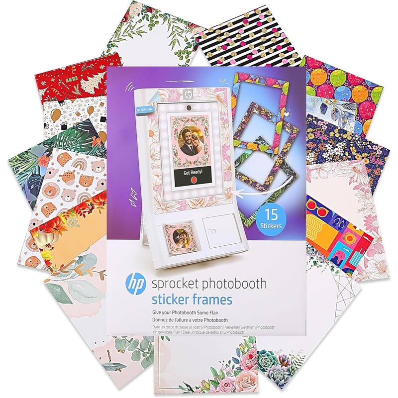 HP Decorative Stickers Frames, Custom Adhesive Frame Stickers Only for the HP Sprocket Photobooth - White - White