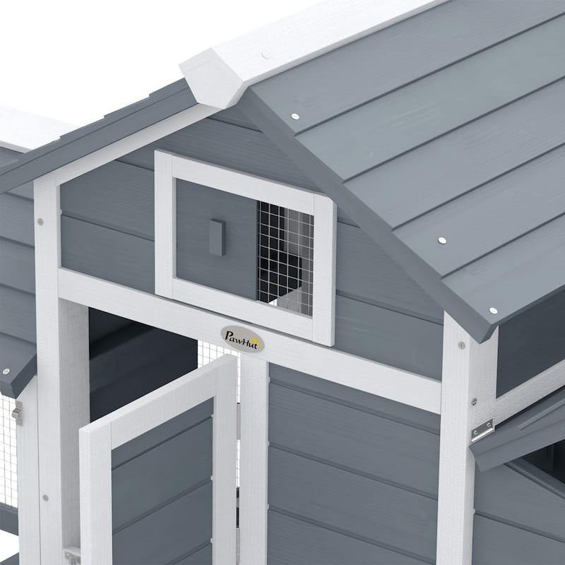 PawHut 59" Solid Enclosed Outdoor Backyard Chicken Coop Kit with Nesting Box,Grey