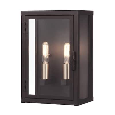 Globe Electric 91009563 2 Light 12" Tall Outdoor Wall Sconce with