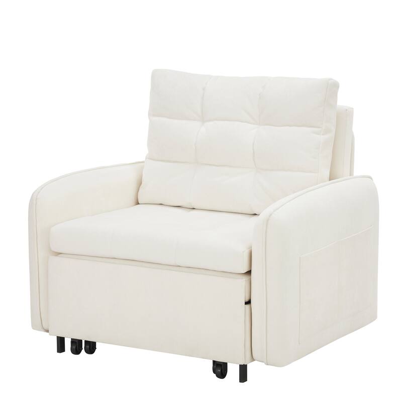 Roomfitters 3-in-1 Sleeper Chair Bed, 80'' Pull Out Lounge with USB Charging, Storage Pockets, Chenille