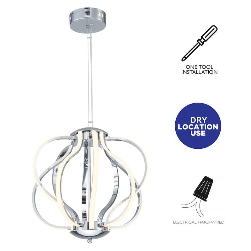 C Cattleya 10-Light Chrome Finish 3000K LED Chandelier Pendant Light
