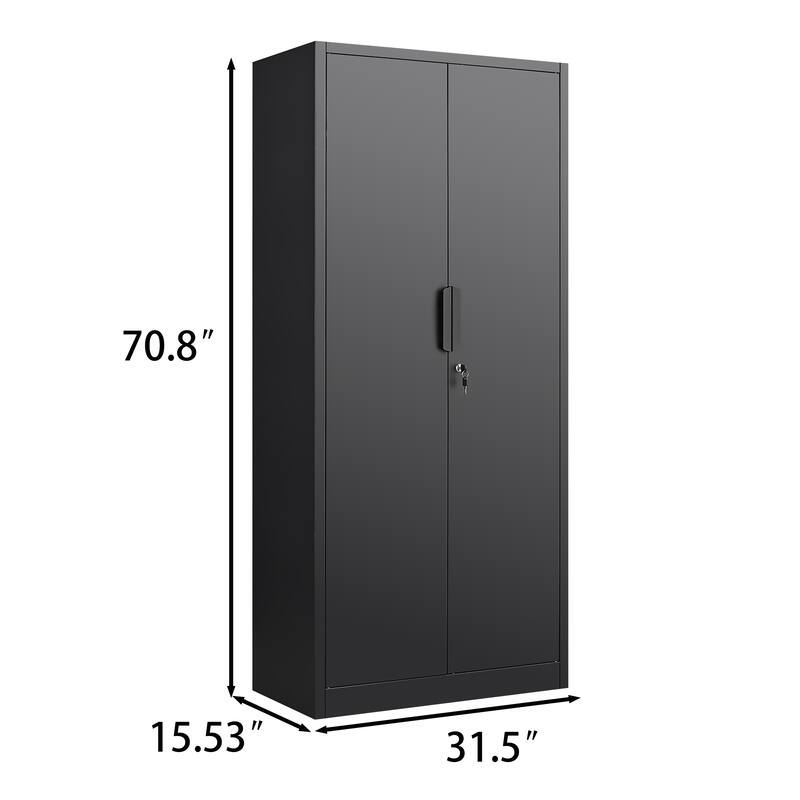 Modern 2-Door Filing Cabinet, Organization Cabinet with Lock, 4 Adjustable Shelves, for Home Office, Black