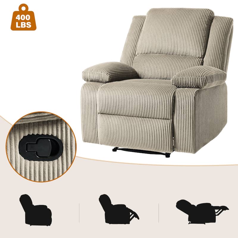 Corduroy Manual Recliner Glider Club Chair with Footrest