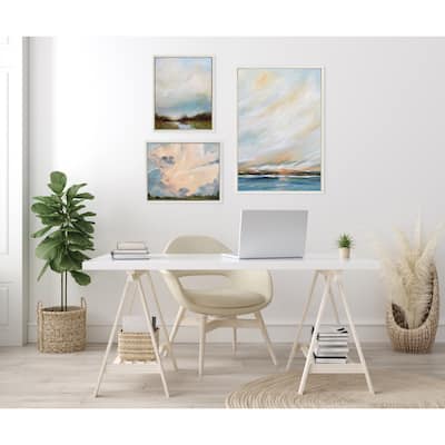 Kate and Laurel Sylvie Tranquil Canvas Art Set by Mary Sparrow