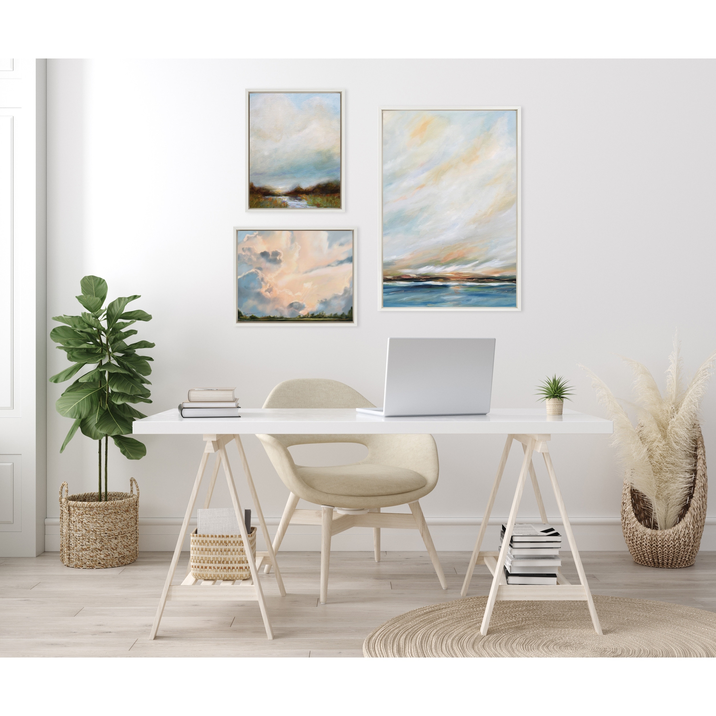 Kate and Laurel Sylvie Tranquil Canvas Art Set by Mary Sparrow