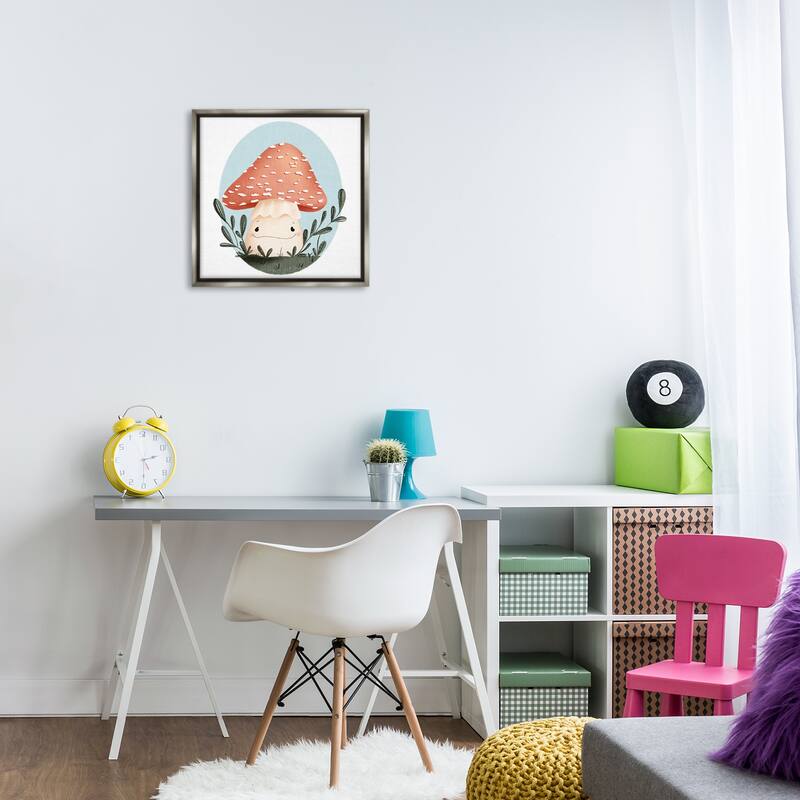 Stupell Smiling Mushroom In Nature Framed Floater Canvas Wall Art Design By Sarah Hickman