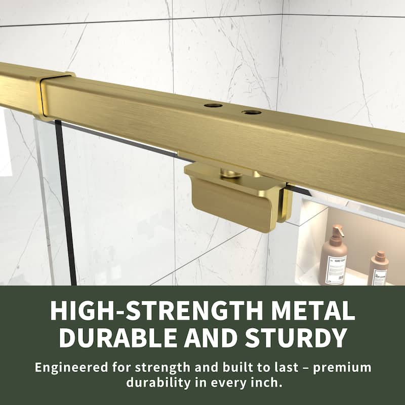 Modland 38-42"x71'' Adjustable Pivot Shower Door - Auto-Lift Hinge, Magnetic Seal, 5 Finishes for Uneven Walls - 42''x 71''