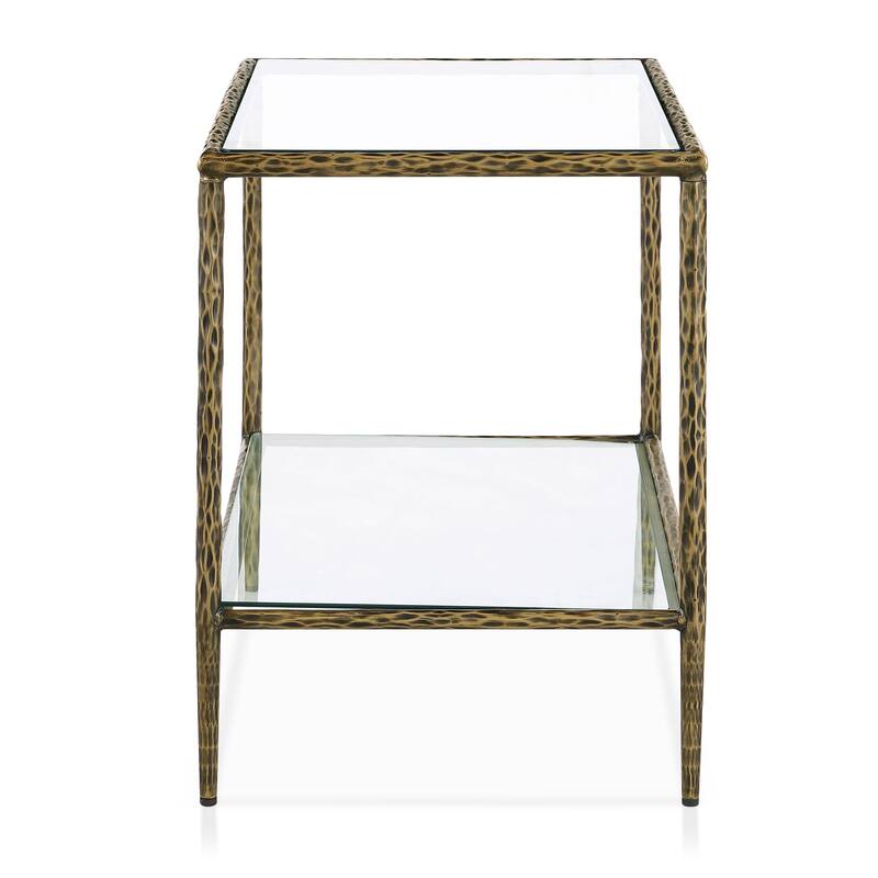 247 Shop At Home Lalia Modern Hammered Metal 3-Piece 1-Shelf Coffee Table Set