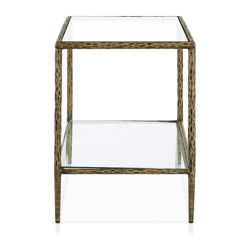 247 Shop At Home Lalia Modern Hammered Metal 1-Shelf End Table