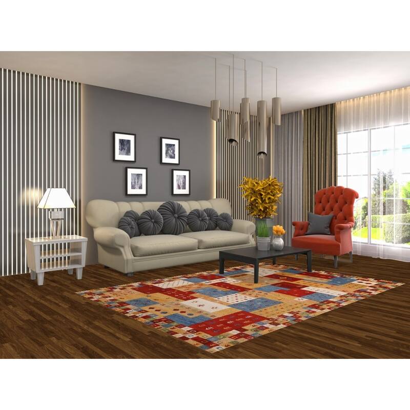 Geometric Gabbeh Indian Area Rug Tribal Handmade Wool Carpet - 5'3" x 7'7"