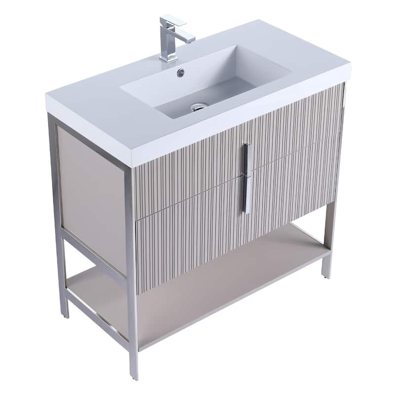 Fine Fixtures Serenity Modern Bathroom Vanity with White Gel Acrylic Top