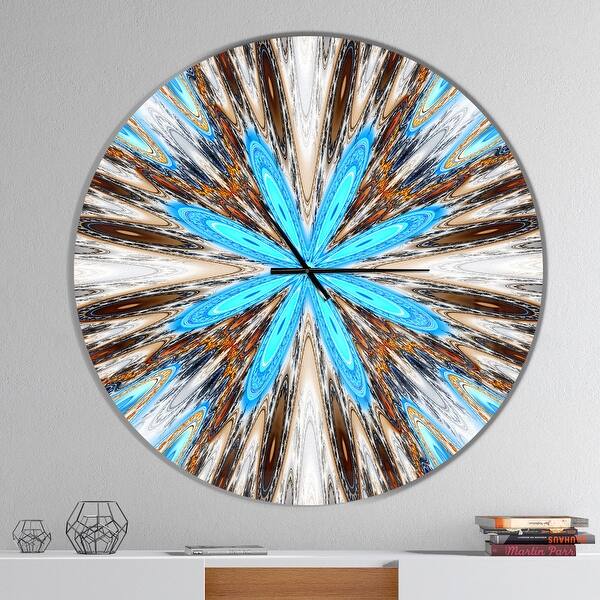 slide 2 of 10, Designart 'Flowers with Radiating Rays' Oversized Modern Wall CLock
