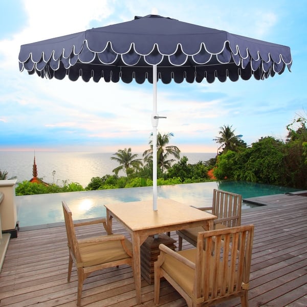 6 ft patio umbrella scalloped The Montague The classic pattern Horizon 6.5 ft. Classic MidCentury
