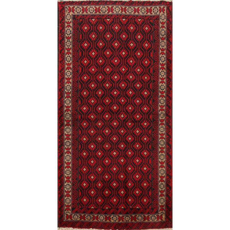 Geometric Balouch Persian Home Decor Area Rug Wool Handmade Carpet - 3'1" x 5'7"