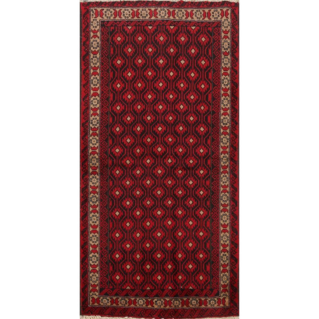 Geometric Balouch Persian Home Decor Area Rug Wool Handmade Carpet - 3'1" x 5'7"