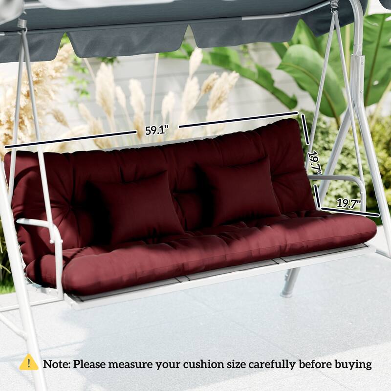 Outsunny Tufted Bench Cushions & Throw Pillows, 4 Piece, Indoor/Outdoor Replacement Bench Seat Pad, Back Cushion & 2 Pillows