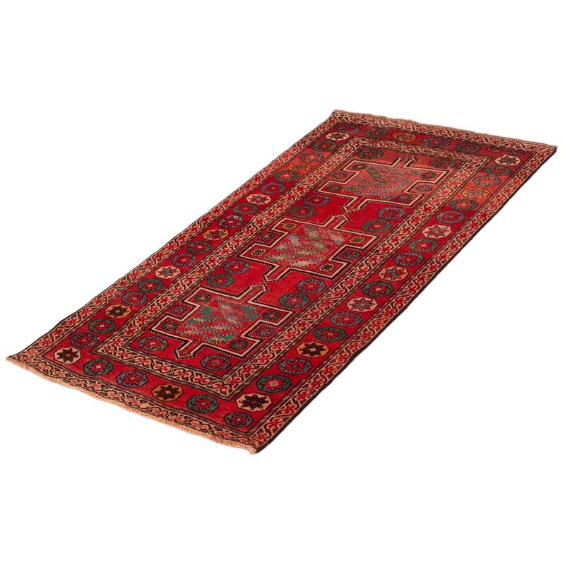 ECARPETGALLERY Hand-knotted Melis Vintage Red Wool Rug - 3'2 x 6'1