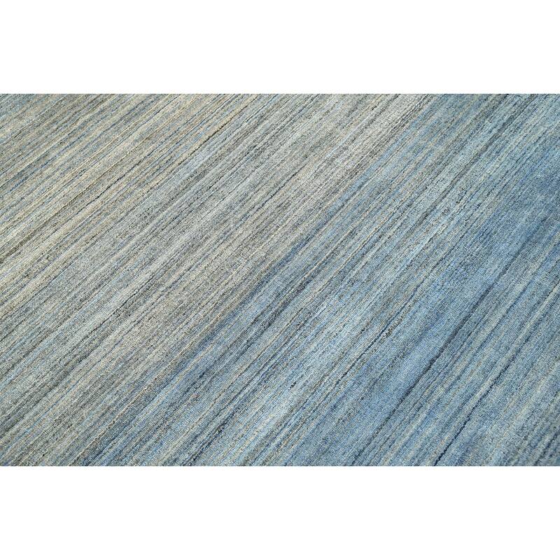 Hand Knotted Gray, Blue Wool Tibetan Modern Oriental Area Rug