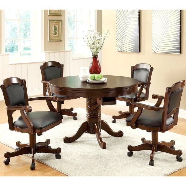 slide 2 of 9, Poker and Bumper Pool 7-piece Gaming Table Set with Black Leatherette Arm Chairs - 1-Table, 6-Chairs