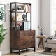 preview thumbnail 9 of 15, Brown/ Black Wood Industrail File Cabinet with Lock, Mdern Bookshelf with 2 Drawers, Etagere Bookcase
