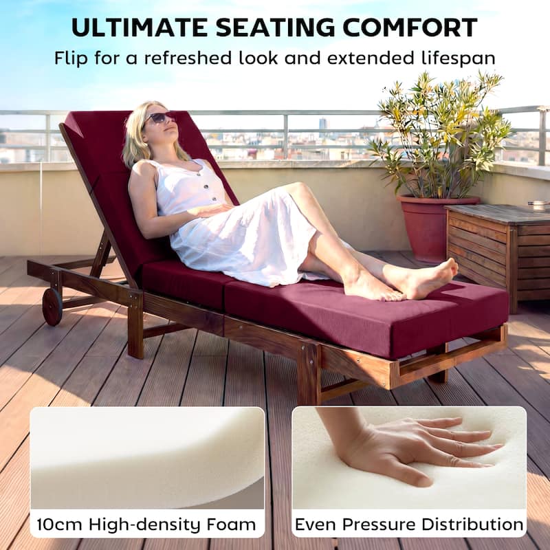 Outsunny Chaise Lounge Cushion, 4" Thick Outdoor Lounge Chair Cushion with Non-Slip Ties