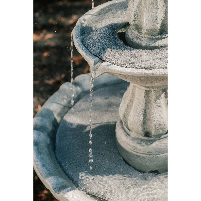 XBrand 51"H Fiber Resin Grey 3-Tier Freestanding Waterfall Fountain