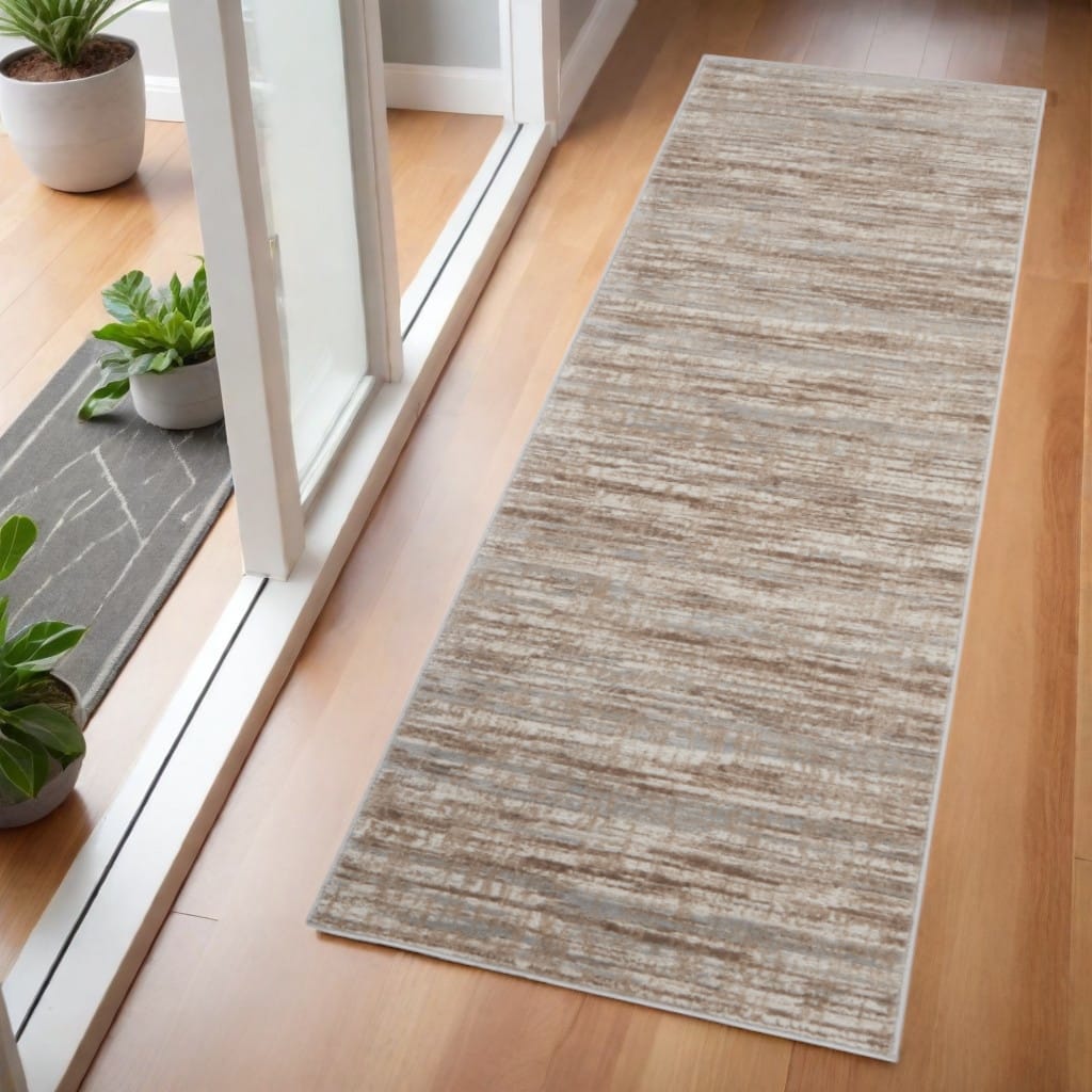 Power Loomed Abstract Modern Non Skid Stain Resistant Low Pile Area Rug - 72' X '24' X '0.25